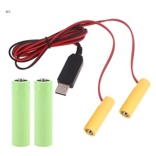Quu 2in1 3V AA 電池消除器 USB 電源更換 2x 1 5V AA LR6 電池