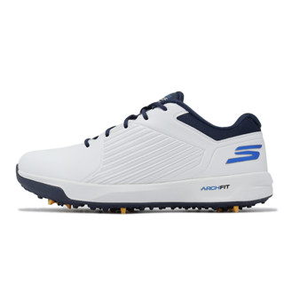 Skechers 高爾夫球鞋 Go Golf Elite Vortex 白 深藍 防水 膠釘 男鞋 214064WNVB