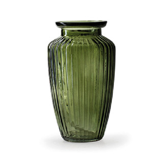 荷蘭 Jodeco Glass 葫蘆豎紋玻璃花器/ 綠 eslite誠品