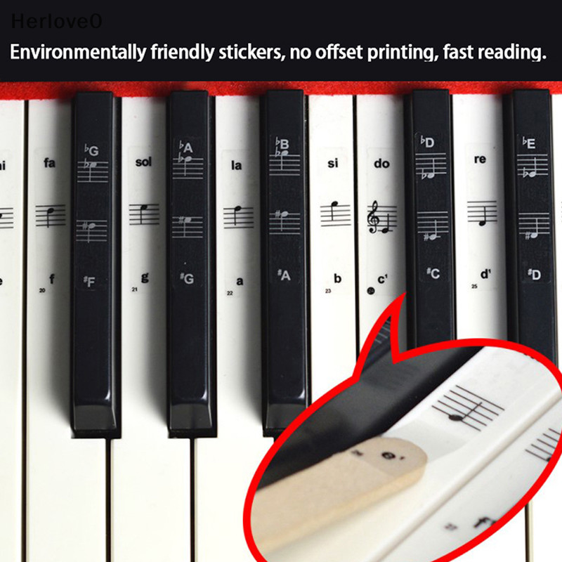 Herlove 54/61/88鍵鋼琴貼紙透明鋼琴鍵盤PVC貼紙鋼琴五線譜TW
