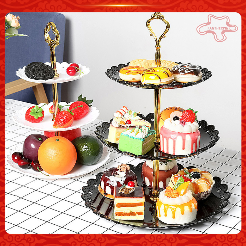 3 件裝甜點盤三層派對用品塑料蛋糕甜點盤支架用於婚禮
