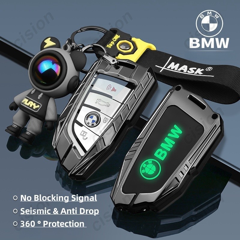BMW 發光矽膠鋅合金智能汽車鑰匙扣保護套外殼 TPU 保護適用於寶馬 1 2 3 5 6 7 系列 X1 X2 X3