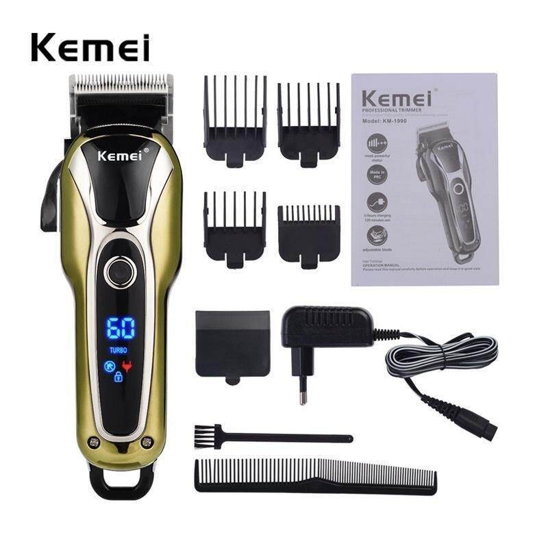 KEMEI 科美 KM-1990 男士無線專業充電式電動切割機數顯修剪器鬍鬚剃須刀理髮器