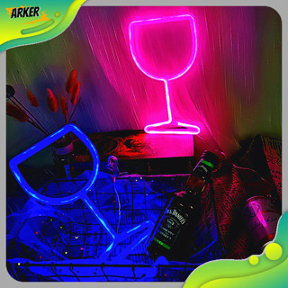 Areker 酒杯霓虹燈,USB 或電池供電 LED 高腳杯霓虹燈,KTV 酒吧節日氣氛燈,臥室