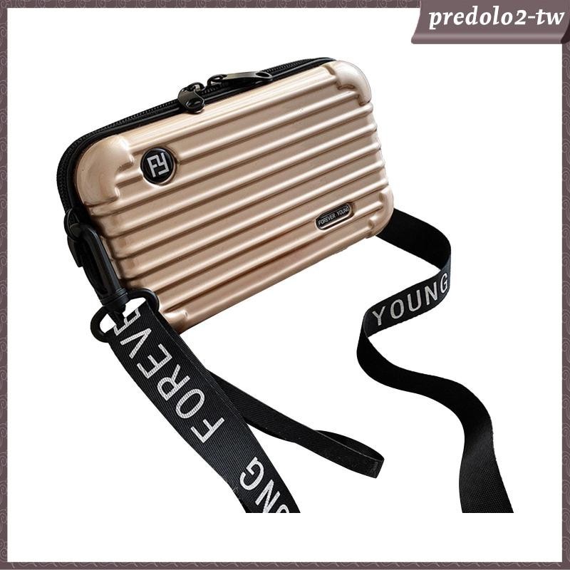 [PredoloffTW] 硬殼斜挎包迷你手提箱錢包輕便 7 英寸硬殼化妝包化妝旅行箱適用於跑步健身房騎行