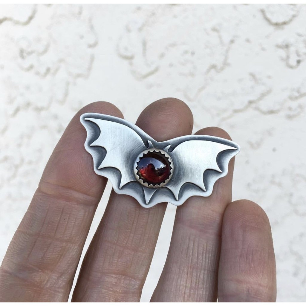 【戒指】創意款動物造型萬聖節禮物合金鑲嵌寶石蝙蝠戒指朋克指環戒子女生指環戒指飾品