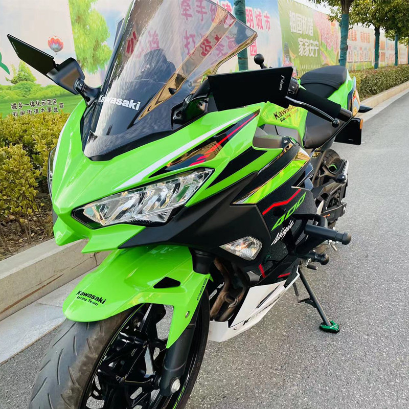 熱賣 適用忍者Ninja400/650改裝風切倒車鏡 定風翼後照鏡CNC刀鋒反光鏡