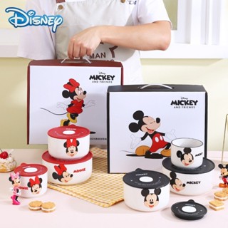 迪士尼陶瓷保鮮碗 帶蓋保鮮盒 微波爐可用 三件套 餐具手伴禮 盒套禮盒裝 禮品