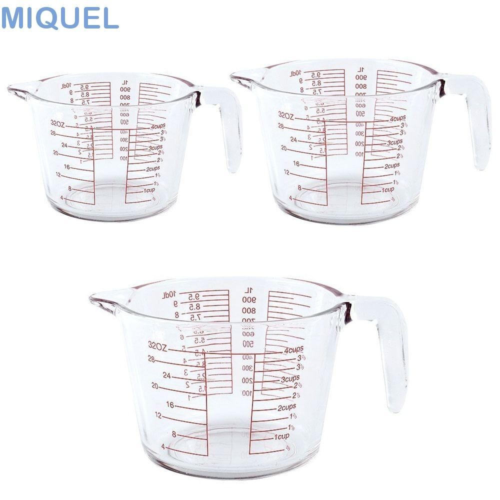 MIQUEL帶刻度的量杯,玻璃透明液體量杯,可重複使用烤箱安全帶手柄耐熱牛奶杯主頁
