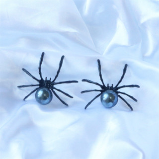 歐美時尚個性萬聖節輕奢黑珍珠蜘蛛耳環昆蟲新品潮流配飾