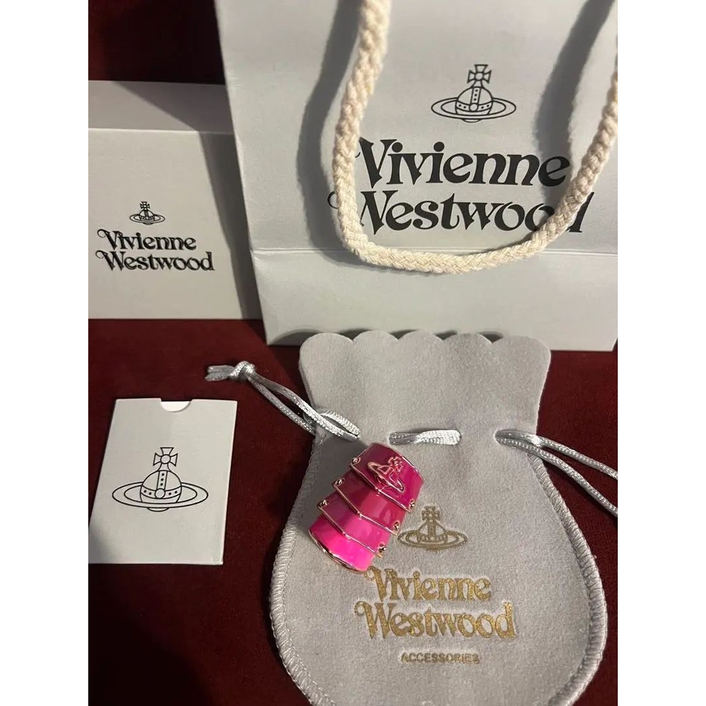 近全新 Vivienne Westwood 薇薇安 威斯特伍德 戒指 金 粉紅 日本直送 二手