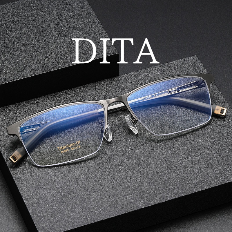 【TOTU眼鏡】半框近視鏡架 dita80880商務方形可配防藍光男 純鈦眼鏡框
