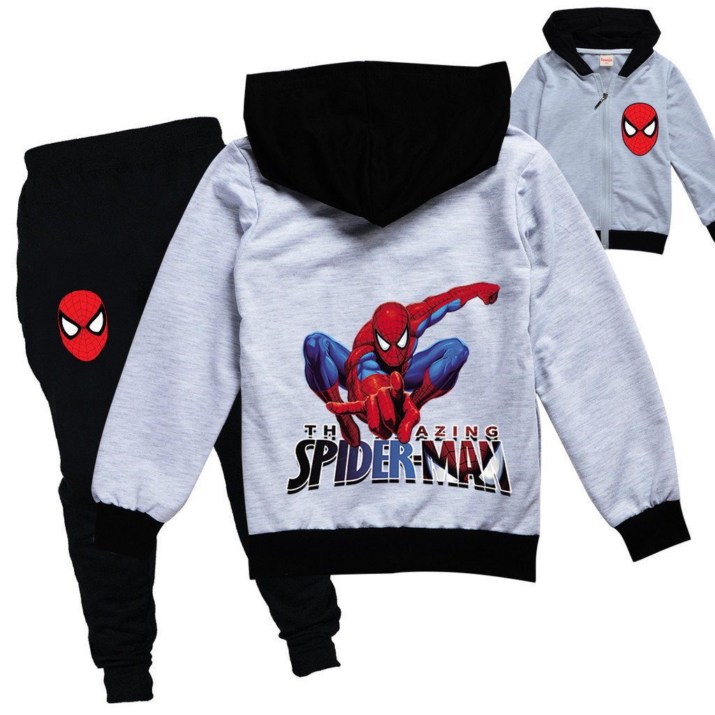Spider Man衣服 兒童套裝 春秋套裝 超人 蜘蛛俠 動漫 長袖套裝 外套 長褲男孩服裝 童裝 薄外套