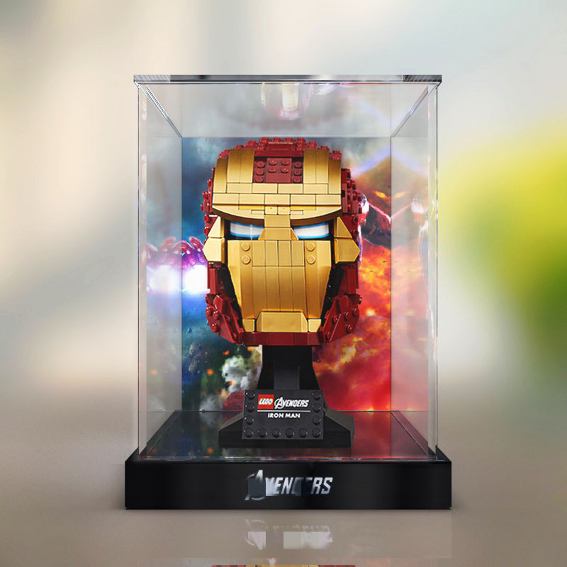 亞克力防塵盒 適用LEGO 76165 鋼鐵俠頭盔積木模型手辦透明展示盒
