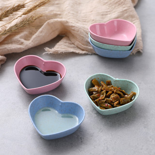 日式創意醋碟醬油碟廚房防潮調料碟塑膠小碗小麥秸稈愛心調味碟