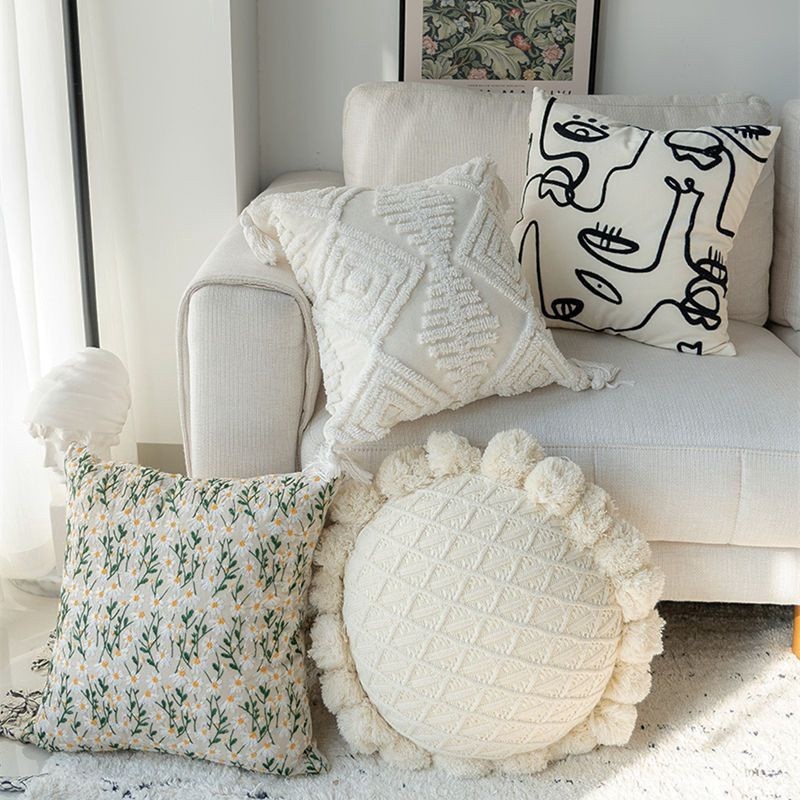 北歐枕套 45x45 30x50 INS 刺繡抱枕套網格客廳沙發裝飾枕套靠墊摩洛哥民宿裝飾枕套