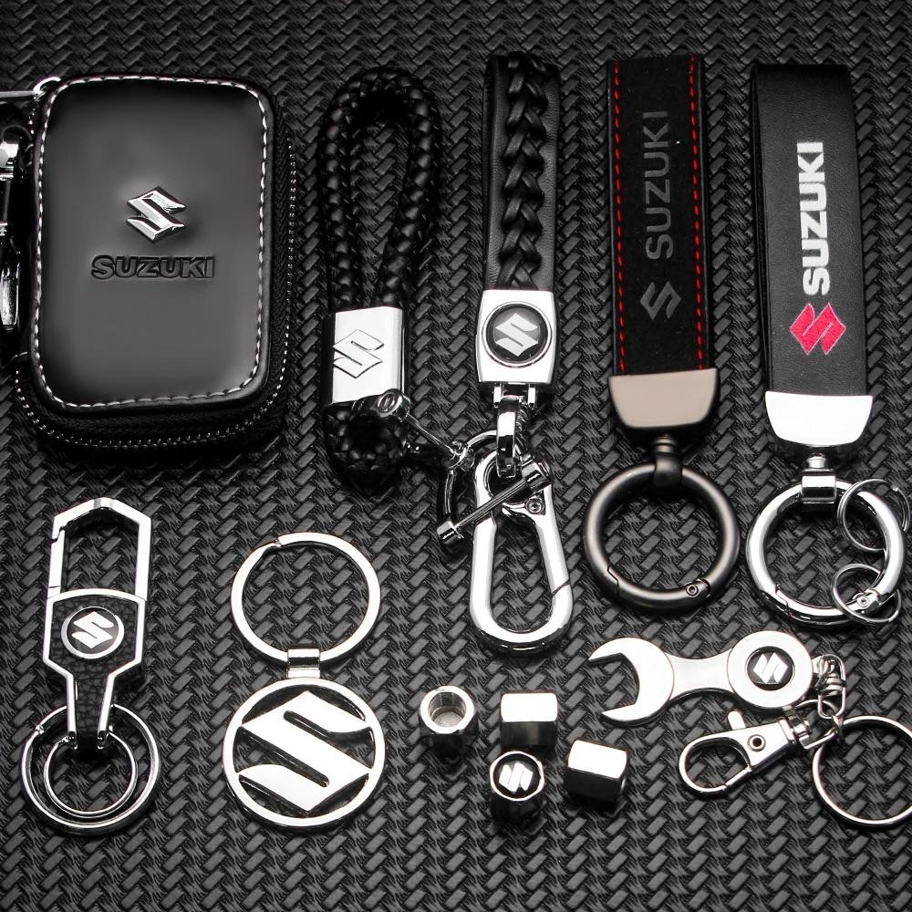 SUZUKI 適用於鈴木 Grand Swift Jimny Vitara Baleno SX4 配件金屬皮革汽車鑰匙扣