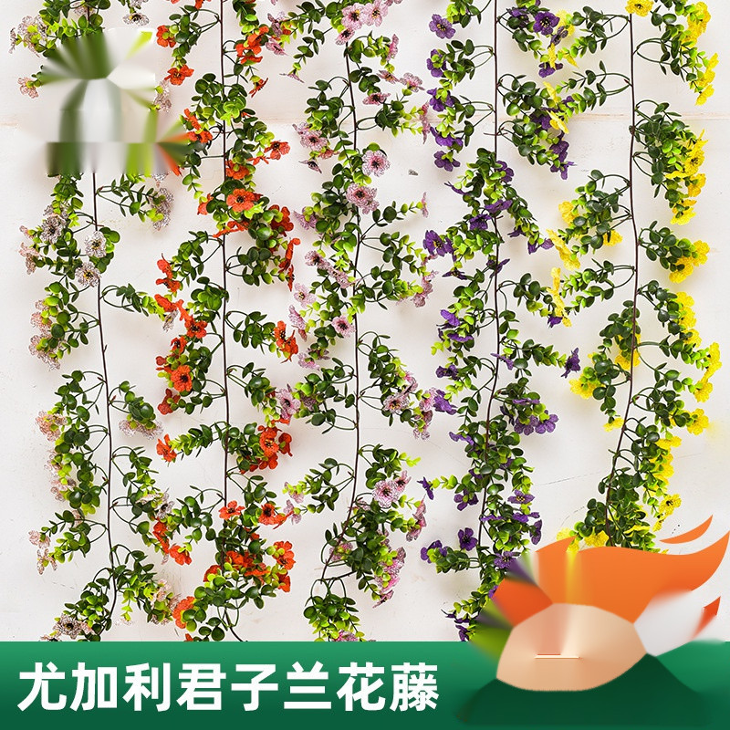 仿真花藤吊頂裝飾塑膠尤加利君子蘭藤條婚慶藤蔓纏繞植物假花條