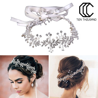 [TST]女士復古手工水晶頭飾伴娘新娘婚紗花環髮飾珍珠頭花髮帶