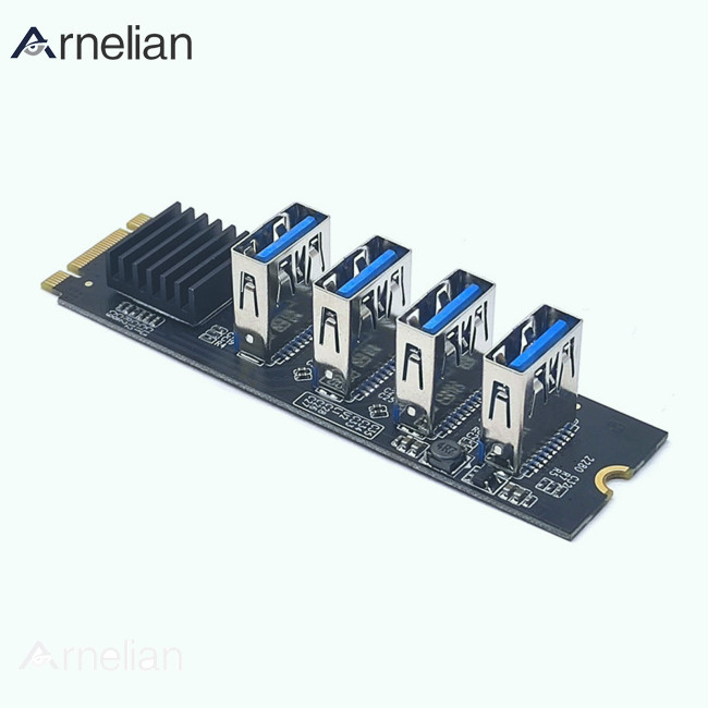Arnelian m.2 Nvme Key-m轉4口Pci-e轉接模塊4合1 Usb3.0顯卡擴展板兼容Win7