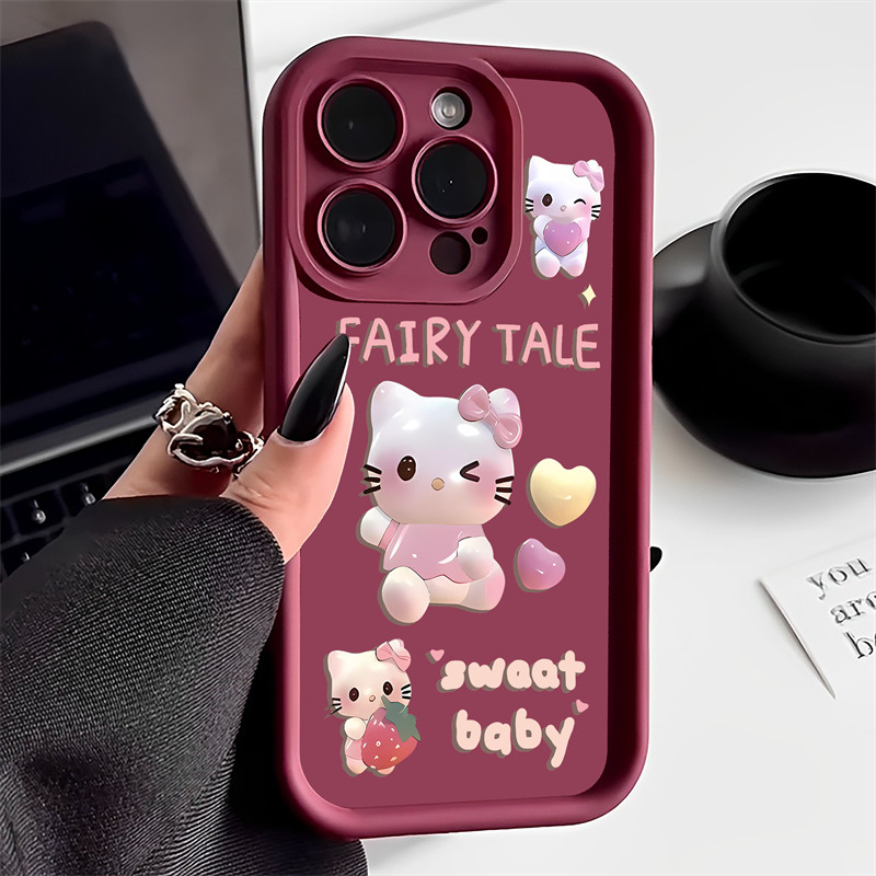 卡通 Hello Kitty 手機殼適用於 Iphone 15 11 12 14 13 Pro Max 7plus Xr