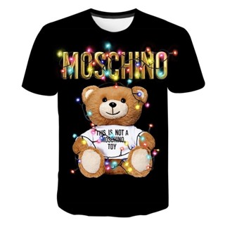 意大利時尚 Moschino 新款男士襯衫休閒夏季短袖 3D 打印街頭時尚