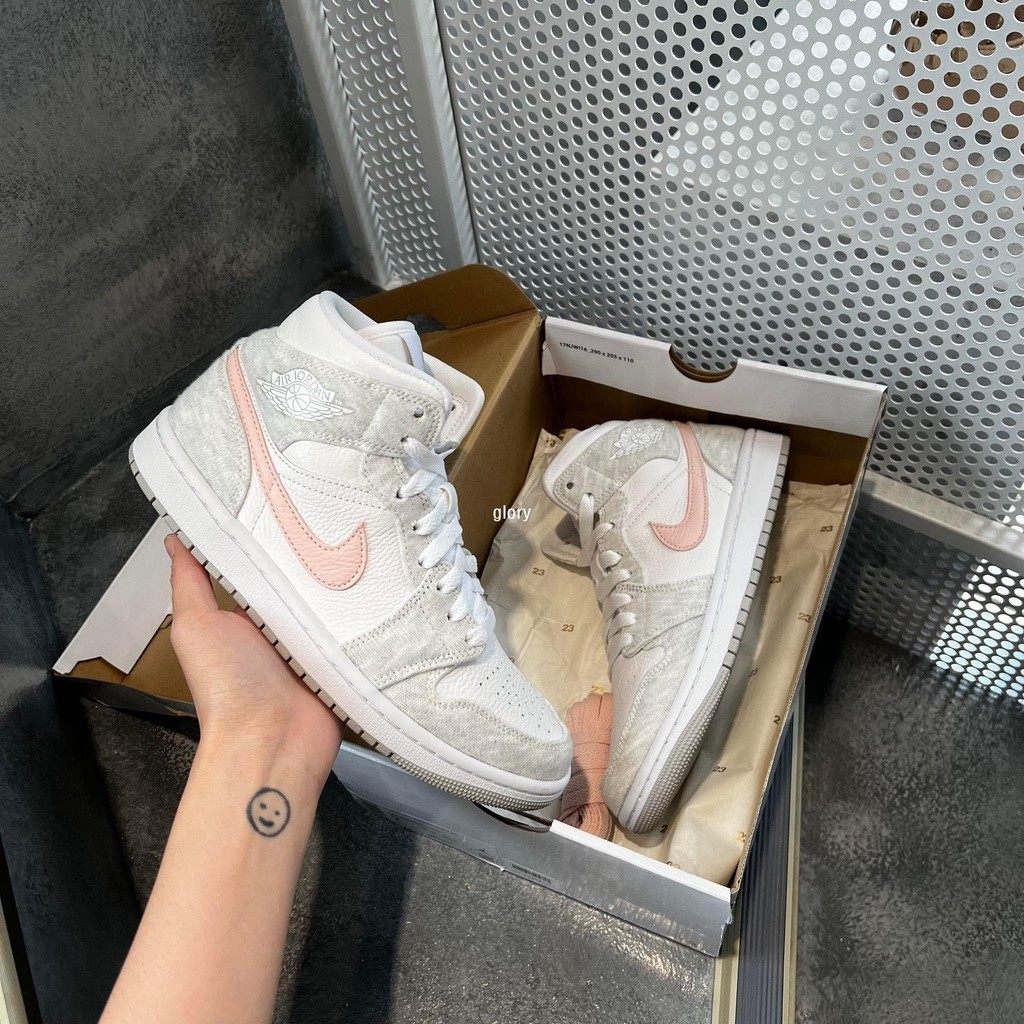 特價 Air Jordan 1 Mid SE AJ1 白灰粉 女子中幫籃球鞋 DN4045-001