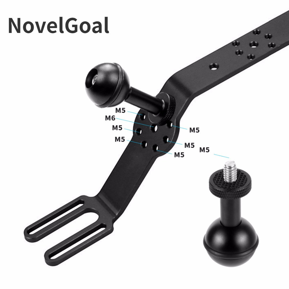 Novelgoal 雙手持潛水手柄托盤握把支架擴展支架 M5 球頭支架適用於 Gopro 數碼單反相機外殼攝影