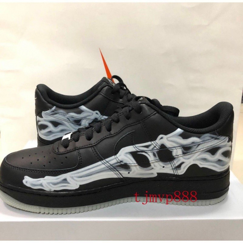 特價 Nike Air Force 1 Skeleton 萬聖節 黑腳趾 黑骨 板鞋 BQ7541 001