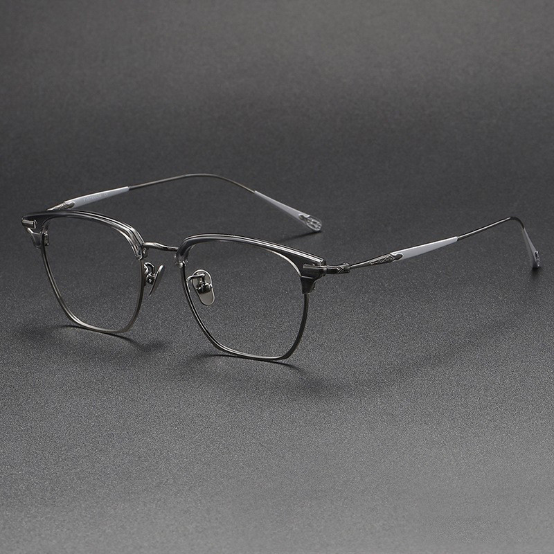 純鈦理工男80900眼鏡框抖音同款復古眉線架板材全框眼鏡架