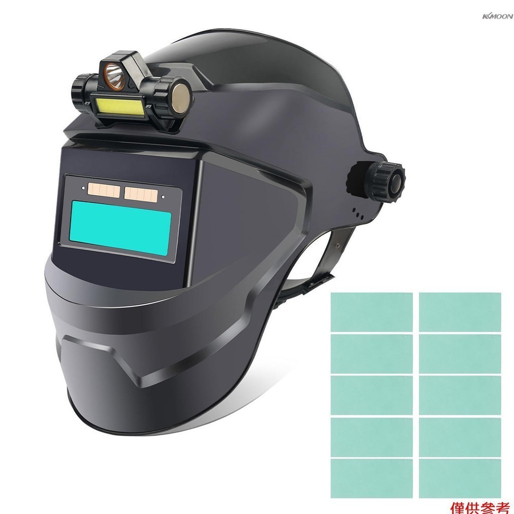 焊接頭盔自動變暗帶 LED 燈太陽能真彩焊機頭盔面罩頭戴式焊接面罩用於磨焊機可調節燈罩 9-13 焊接
