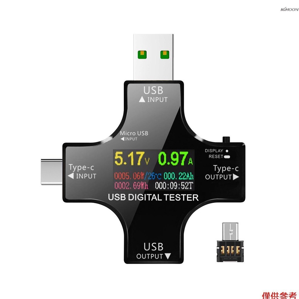 2 合 1 C 型 USB 測試儀帶 IPS LCD 彩屏 USB 電壓表電流表電流電壓測試儀迷你數字萬用錶帶 OTG