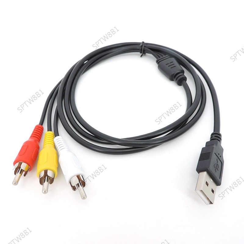 1.5m USB 2.0 轉 3RCA 電纜 USB 公頭轉 3 RCA 公頭立體聲音頻視頻電纜電視線 TW8B1