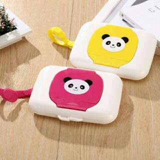 臺灣熱銷 外出嬰兒手口濕巾盒便攜式濕紙巾盒嬰兒用品熊貓圖案空盒子 優選