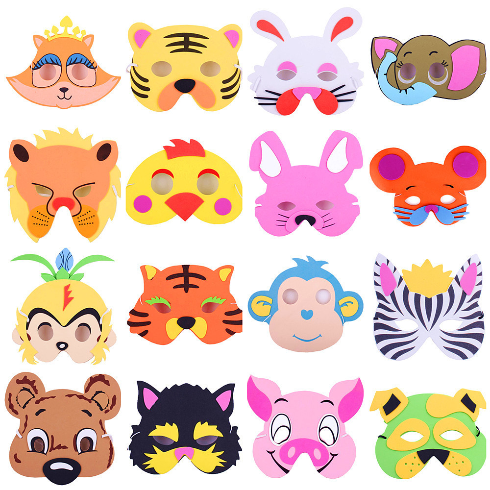 現貨【面具】eva 卡通面具 動物頭飾 親子活動 動物裝扮 老虎兔子 猴子貓