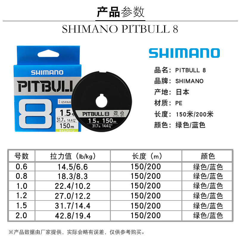 SHIMANO禧瑪諾釣魚線PITBULL12編PE線路亞線高強度遠投150 200米