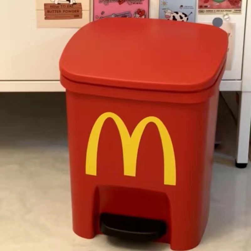 麥當勞家用垃圾桶創意高顏值大容量廁所腳踏帶蓋紙簍廚房客廳臥室