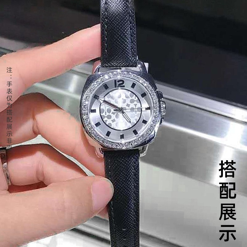 【手錶錶帶 配件】適配COACH蔻馳新款手錶女boyfriend系列皮帶通用真皮錶帶錶鏈15mm
