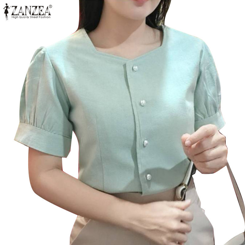Zanzea 女式韓版時尚圓領短袖罩衫