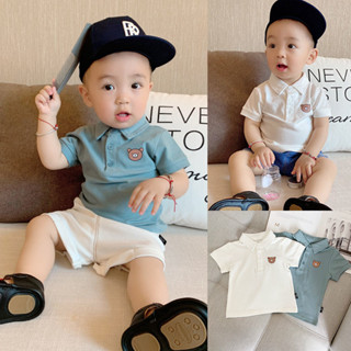 韓國童裝 兒童短袖t男童夏裝上衣男寶寶洋氣卡通小熊POLO衫 嬰兒衣服兒童襯衫短袖T潮