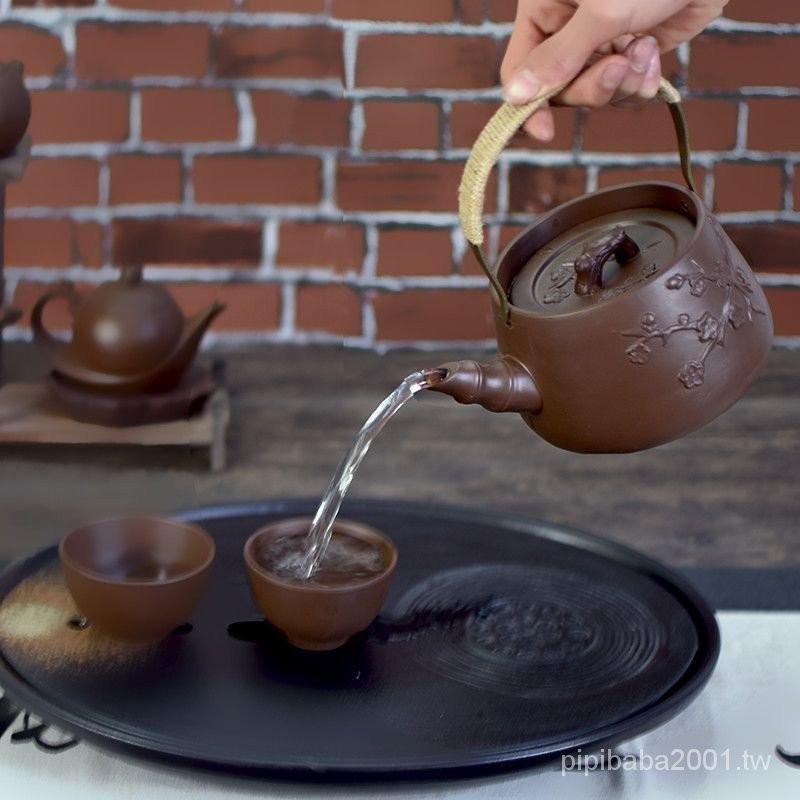 紫砂壺煮茶器煮茶壺原礦紫泥燒水壺電陶爐過濾茶壺提樑花茶壺套裝