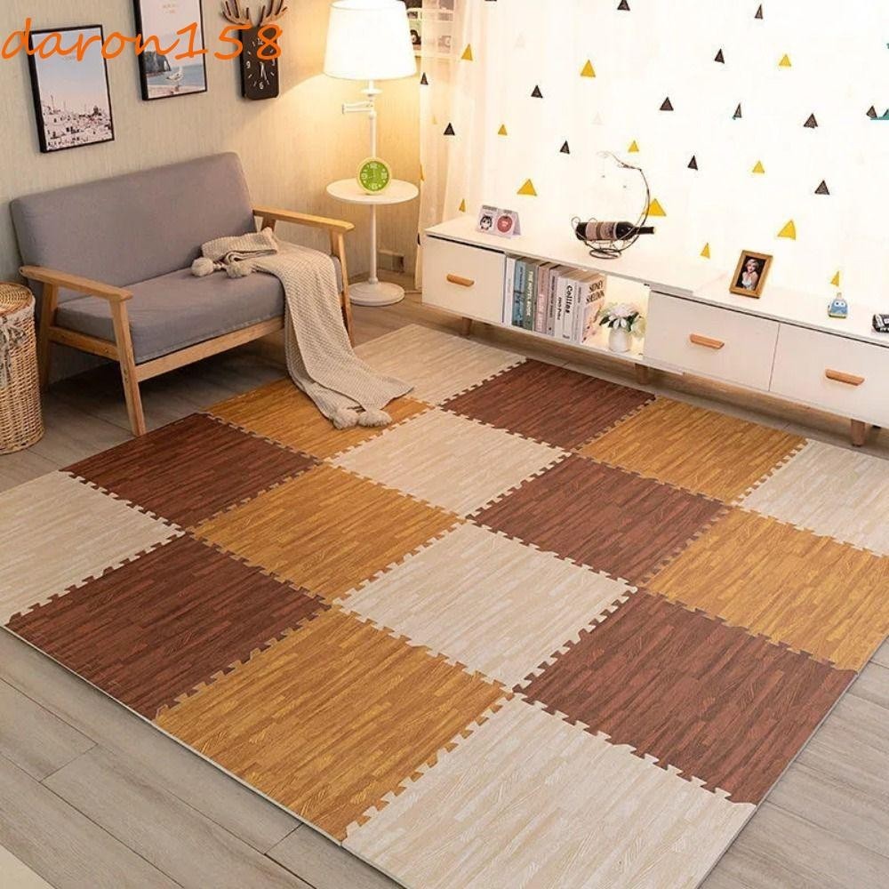 DARON4pcs木紋拼圖墊,EVA泡沫防水泡沫拼圖墊,地毯加厚軟環境友好地板墊客廳