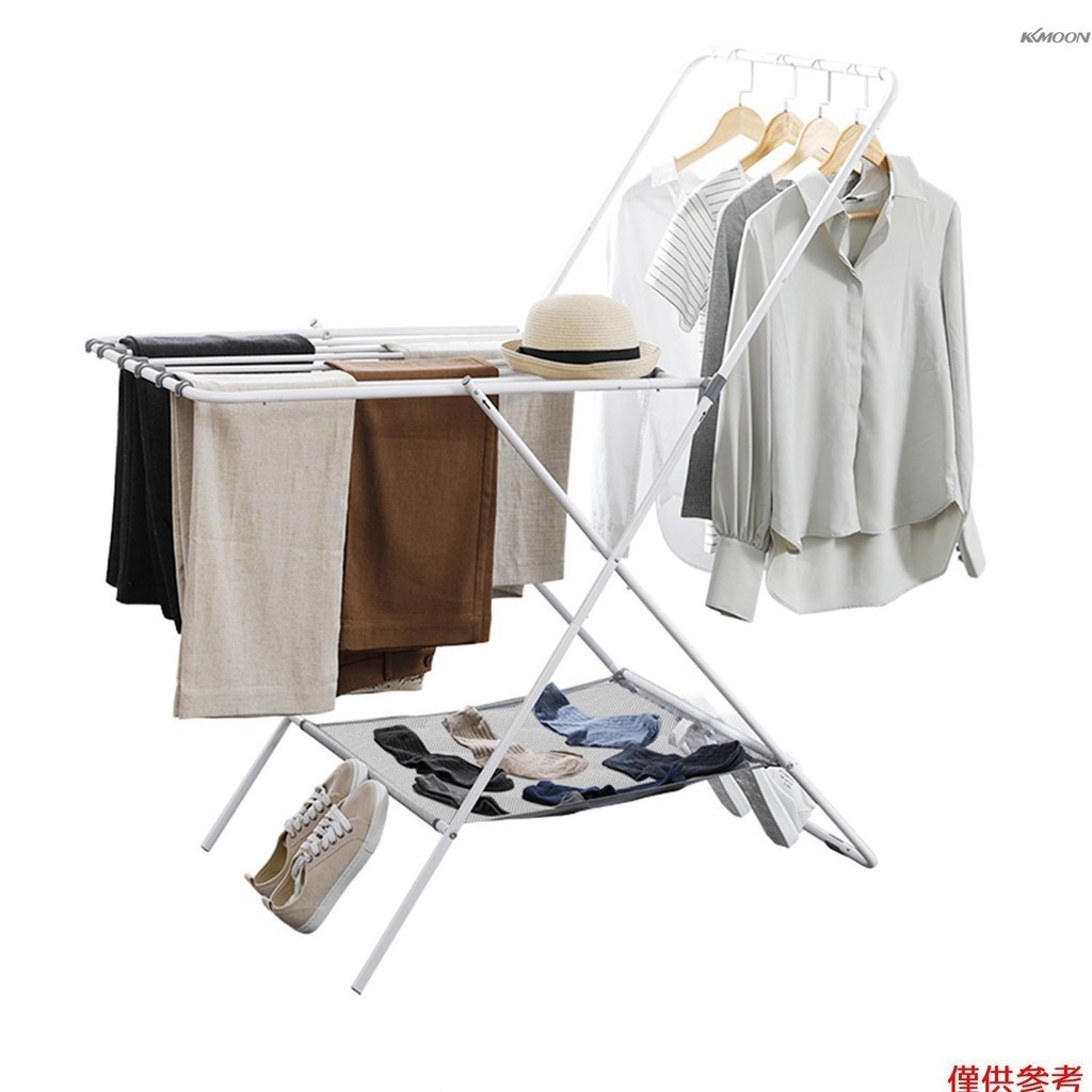 Home ORGANIZER 可折疊晾衣架可折疊節省空間的洗衣架碳鋼重型掛架 2 層晾衣架,適合室內和室外使用