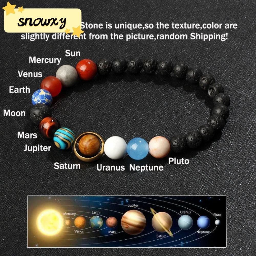 SNOWXY18行星手鐲,宇宙太陽系水晶石手鐲,馬拉可拉伸靈氣治療瑪瑙手鐲男人