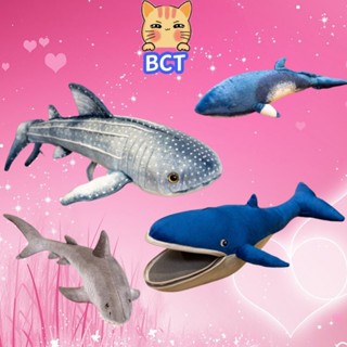 Bct創意海洋動物毛絨玩具模擬鯨鯊公仔拉鍊開口藍鯨公仔軟毛絨公仔臥室抱枕兒童玩偶生日禮物聖誕禮物
