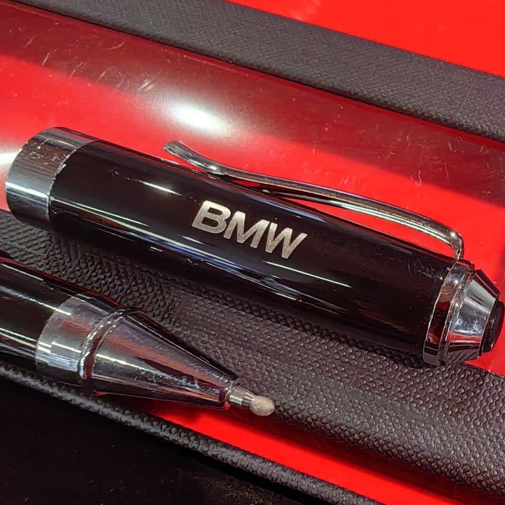 Bmw LOGO碳纖黑色簽字筆320i 525i 730li車內便攜式會議記錄筆