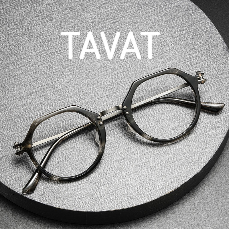 【TOTU眼鏡】板材眼鏡架 純鈦眼鏡框 醋酸纖維眼鏡 金屬框眼鏡 Tavat同款 義大利手工RLT5882可配近視藍光