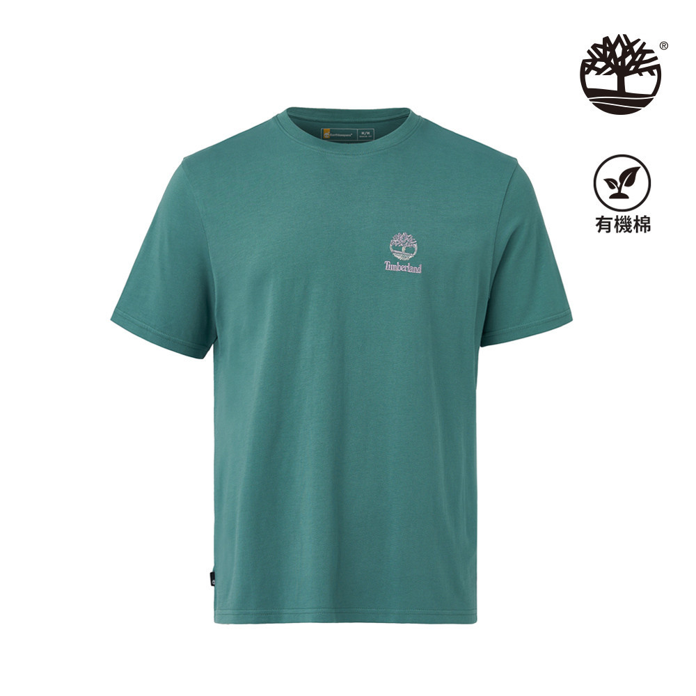 Timberland 男款藍綠色健行圖案短袖T恤|A42YUCL6