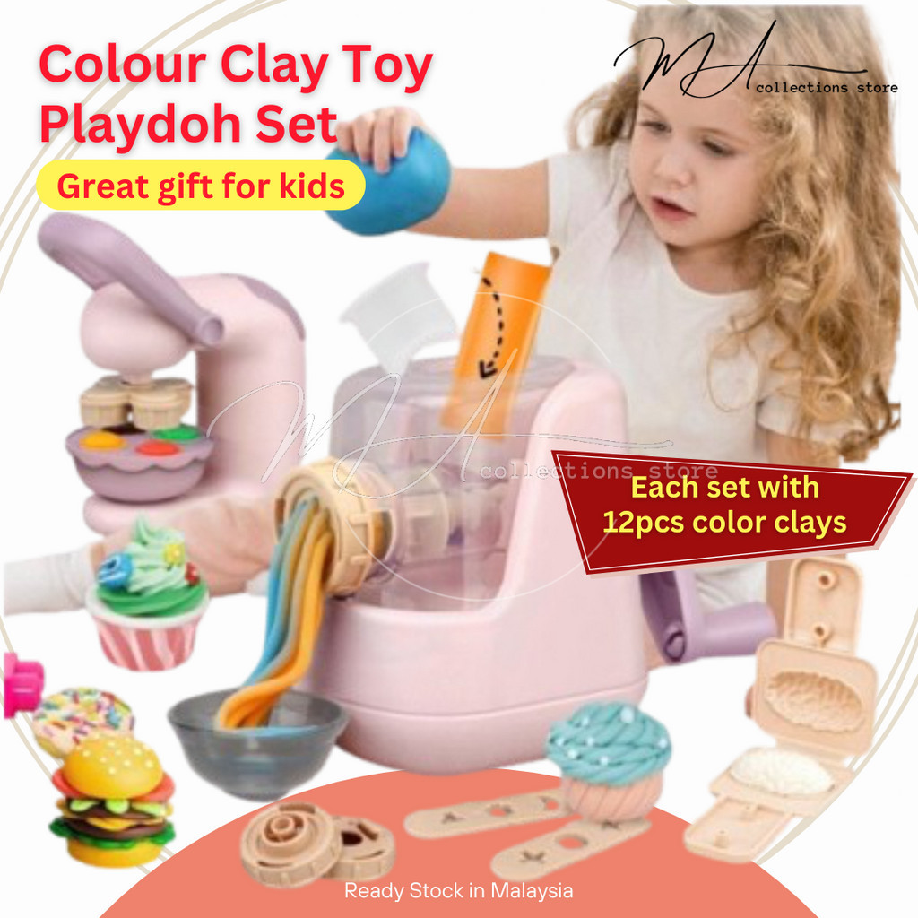 !!! 彩色粘土玩具 Playdoh 套裝橡皮泥套裝兒童玩具假裝玩具套裝冰淇淋機 Mainan Budak!!!