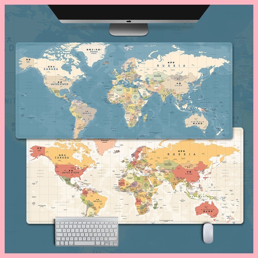 世界地圖滑鼠墊超大號電腦辦公桌墊加厚鎖邊書桌墊子訂製滑鼠墊女